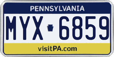PA license plate MYX6859