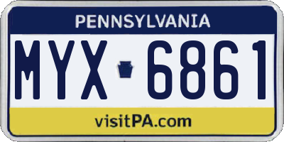 PA license plate MYX6861
