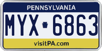 PA license plate MYX6863