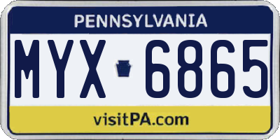 PA license plate MYX6865