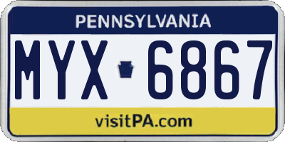 PA license plate MYX6867