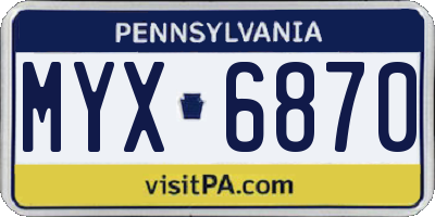 PA license plate MYX6870