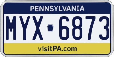 PA license plate MYX6873