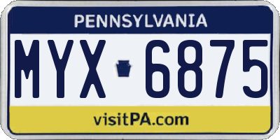 PA license plate MYX6875
