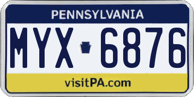 PA license plate MYX6876
