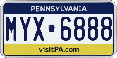 PA license plate MYX6888