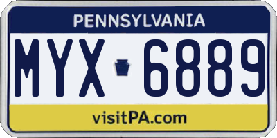 PA license plate MYX6889