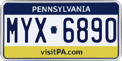 PA license plate MYX6890