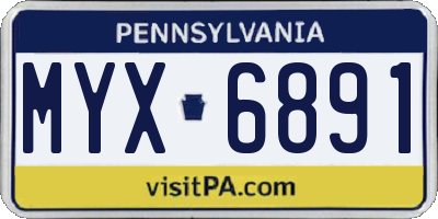PA license plate MYX6891