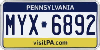 PA license plate MYX6892
