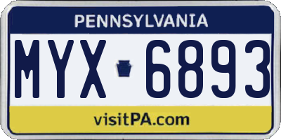 PA license plate MYX6893