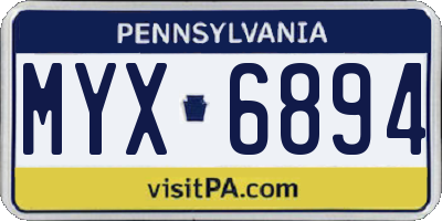 PA license plate MYX6894