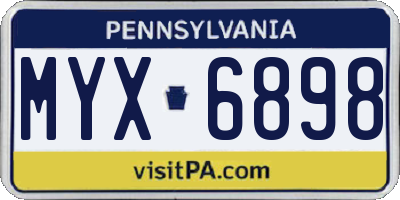 PA license plate MYX6898