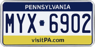PA license plate MYX6902