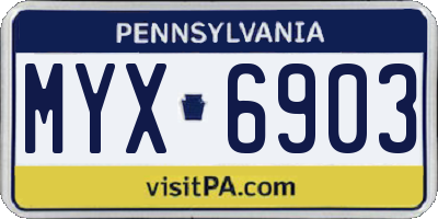 PA license plate MYX6903