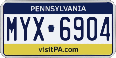 PA license plate MYX6904