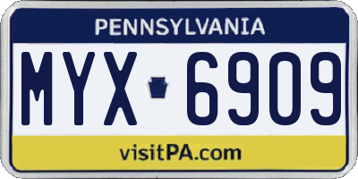PA license plate MYX6909
