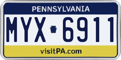 PA license plate MYX6911