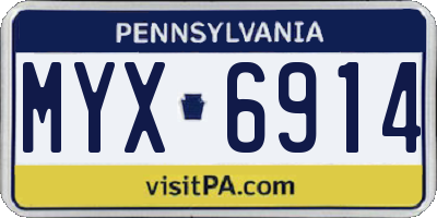 PA license plate MYX6914