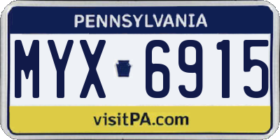PA license plate MYX6915