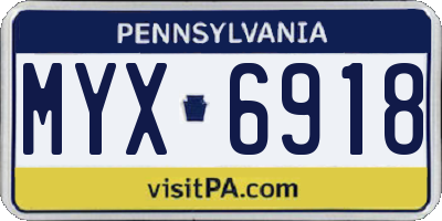 PA license plate MYX6918