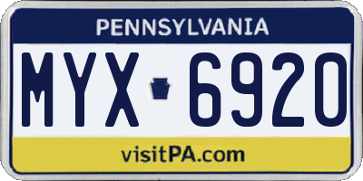 PA license plate MYX6920