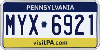 PA license plate MYX6921
