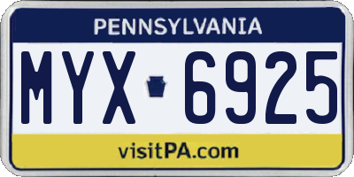 PA license plate MYX6925