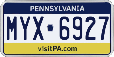 PA license plate MYX6927