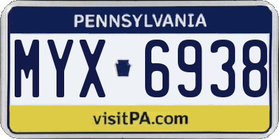 PA license plate MYX6938
