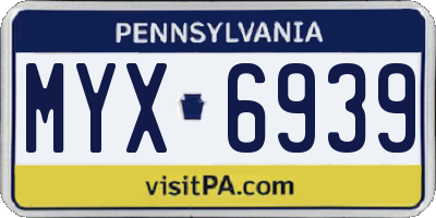 PA license plate MYX6939