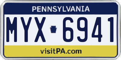 PA license plate MYX6941