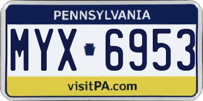 PA license plate MYX6953