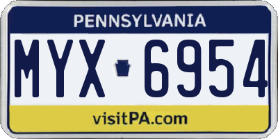 PA license plate MYX6954