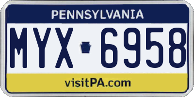PA license plate MYX6958