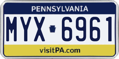 PA license plate MYX6961