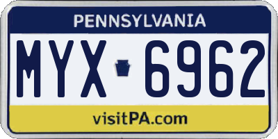 PA license plate MYX6962