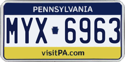 PA license plate MYX6963