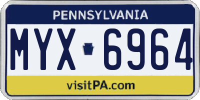 PA license plate MYX6964