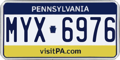 PA license plate MYX6976