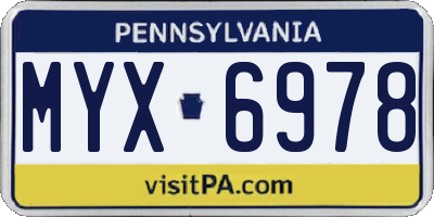PA license plate MYX6978