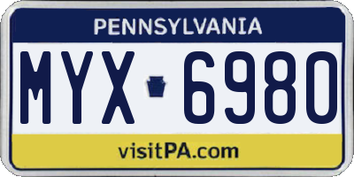 PA license plate MYX6980