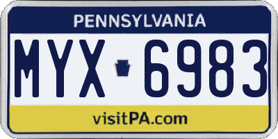 PA license plate MYX6983