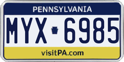 PA license plate MYX6985