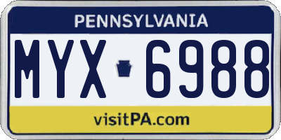 PA license plate MYX6988