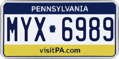 PA license plate MYX6989