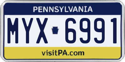 PA license plate MYX6991