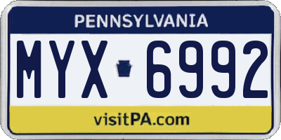 PA license plate MYX6992