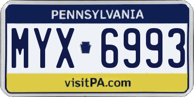 PA license plate MYX6993