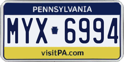 PA license plate MYX6994